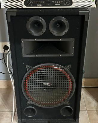 Amplificatore + coppie di casse acustiche a 3 vie