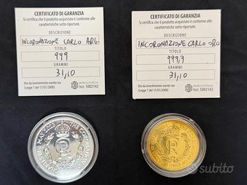 Monete Incoronazione Carlo III 2023 oro-argento FD