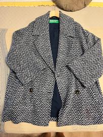 Giaccone donna spinato blu/ panna