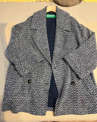 Giaccone donna spinato blu/ panna