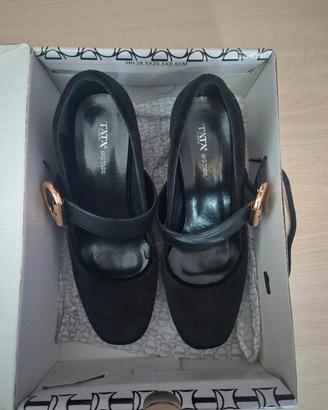 scarpe con tacco in velluto nero