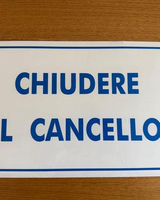 Targa chiudere il cancello 20x30 cm NUOVA