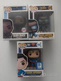 Lotto 3 funko pop dc superman manta lightning