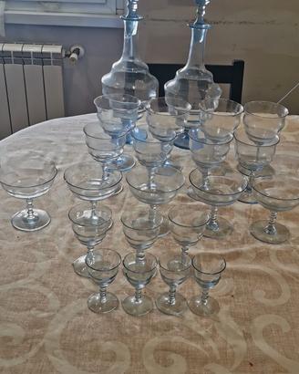 Servizio vintage bicchieri cristallo celeste