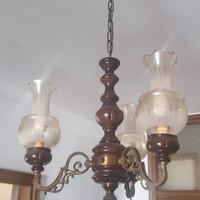 Lampadario tre luci e due applique vintage