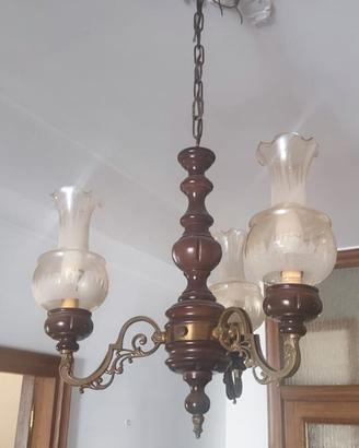 Lampadario tre luci e due applique vintage