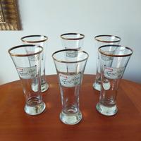 70s vintage Tuborg beer 6 bicchieri con bordo oro
