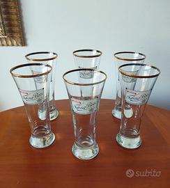 70s vintage Tuborg beer 6 bicchieri con bordo oro