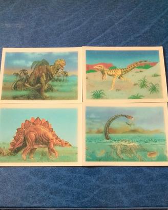 Raro Set 4/5 Dinosauri Admark 1988 -Carte 3d