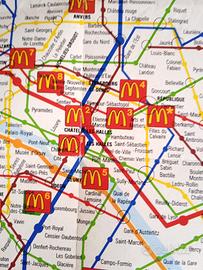 Mappa Metro Parigi McDonald's 1988