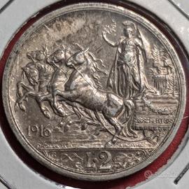 2 Lire 1916 Quadriga Briosa Regno D'Italia