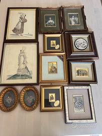 12 quadretti stampe foglia oro argento