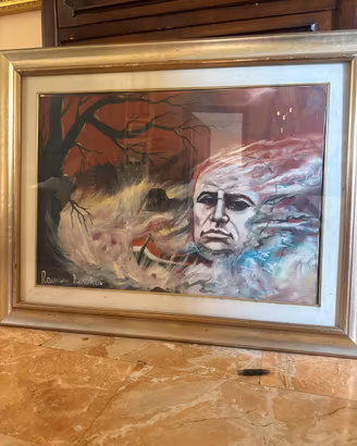 Quadro Romano Mussolini olio su tela certificato