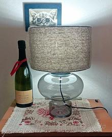 Lampada Circolare Fumé Vetro nuova 38cm Tessuto co