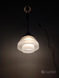 lampadario anni 70 ',80' in vetro e ottone cromato