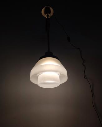lampadario anni 70 ',80' in vetro e ottone cromato