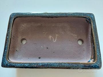 Vaso per bonsai forma rettangolare, gres smaltato.