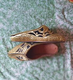 Babucce Marocchine Vintage In Vera Pelle e Cuoio
