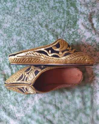 Babucce Marocchine Vintage In Vera Pelle e Cuoio