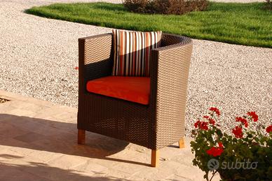 Poltrona da esterno rattan sintetico e legno teak