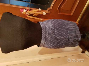 Gonna tubino in seta a pois