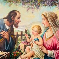 Sacra Famiglia olio originale di Giotto Lamponi