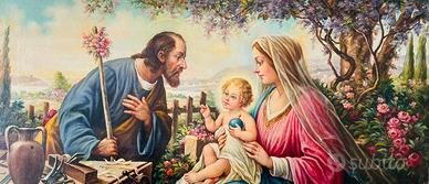 Sacra Famiglia olio originale di Giotto Lamponi