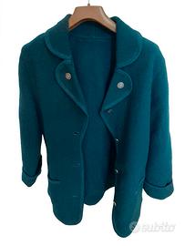 Giacca Cappotto BLU in LANA COTTA