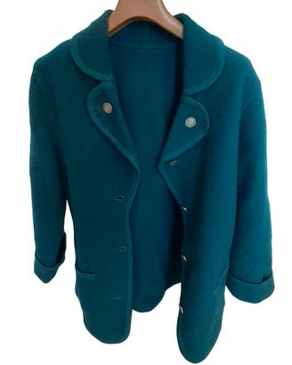 Giacca Cappotto BLU in LANA COTTA