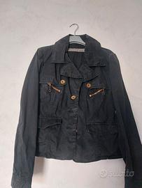 trench nero con cintura