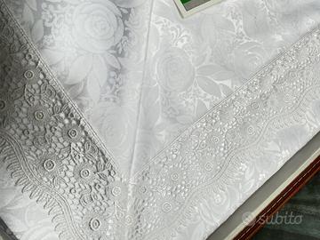 Parure letto matrimoniale in raso operato bianca