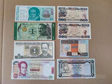 Lotto stock 8 banconote dal mondo Fiordistampa