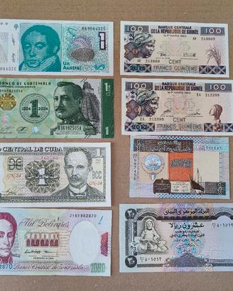 Lotto stock 8 banconote dal mondo Fiordistampa
