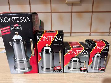 Kontessa caffettiera nuova + set completo inox oro