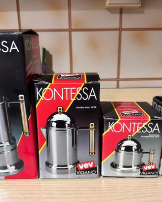 Kontessa caffettiera nuova + set completo inox oro