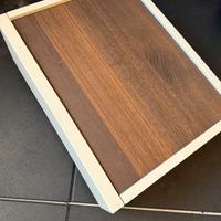 Cassettiera design 1 cassetto legno scuro e bianco