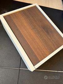 Cassettiera design 1 cassetto legno scuro e bianco