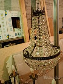 lampadario con gocce in vetro