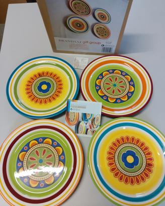 4 piatti da collezione colorati brandani nuovi