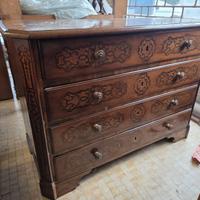 CASSETTIERA CON RIBALTA INIZI '800 IN NOCE INTARSI