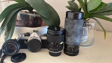 Pentax MX con 3 obiettivi e Flash
