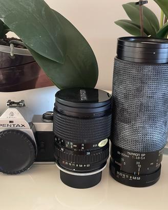 Pentax MX con 3 obiettivi e Flash