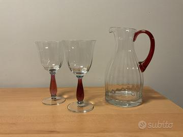 Set caraffa con due bicchieri da vino