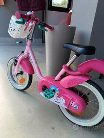 Bici 14 pollici bambina e bambino con rotelle