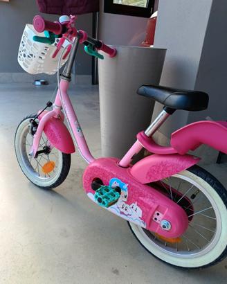 Bici 14 pollici bambina e bambino con rotelle