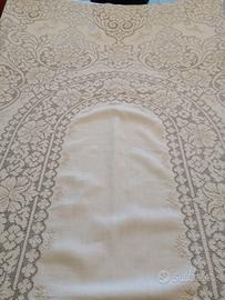 Tovaglia In Cotone Bianco Con Lavorazione In Écru