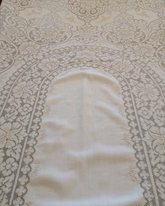 Tovaglia In Cotone Bianco Con Lavorazione In Écru
