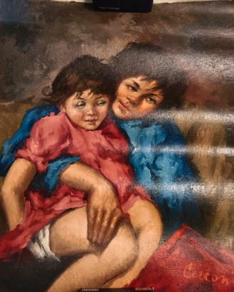 Cecconi olio su tela - ragazzi