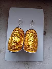 Orecchini artigianali capsule caffè in alluminio 