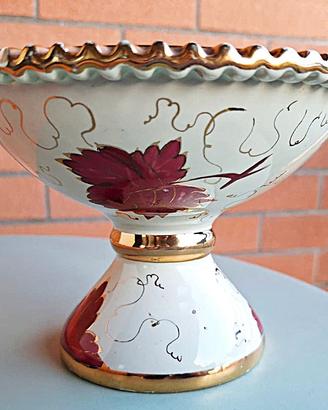 Alzatina in ceramica foglie vite e oro Ars Deruta